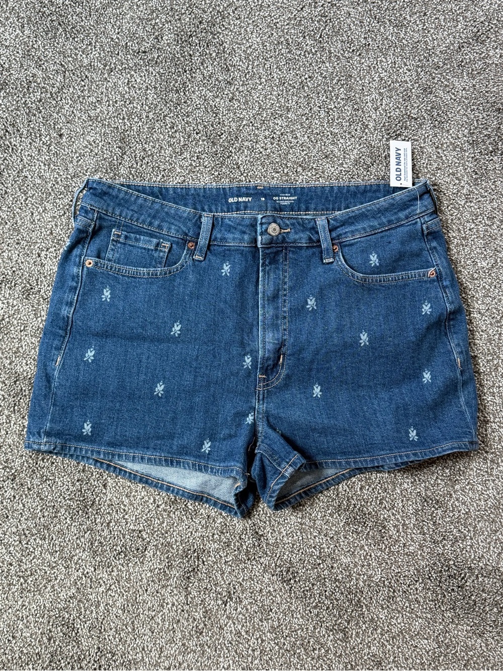 Old Navy Blue Embroidered Denim Shorts